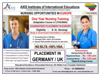 NURSES FOR EUROPE  BRIDGE COURSE FOR NURSES  One Year Adaptation Course in LITHUANIA  Germany :