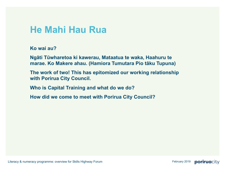 he mahi hau rua