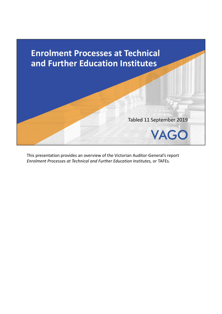 enrolment processes at technical and further education