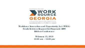 Wor  kfor  c e  Innovation and Oppor  tunity Ac t (WIOA)  Youth Se r  vic e s Re que st for  Pr
