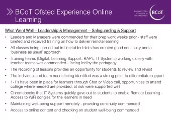 Learning  What  at Went Well l  Leade  dershi  ship  p &amp; Managem  agement nt  Safegua