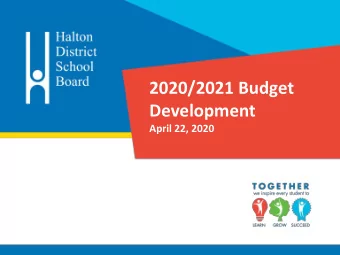 Development  April 22, 2020  2020/2021 Budget Development  Agenda  Budget Development Process