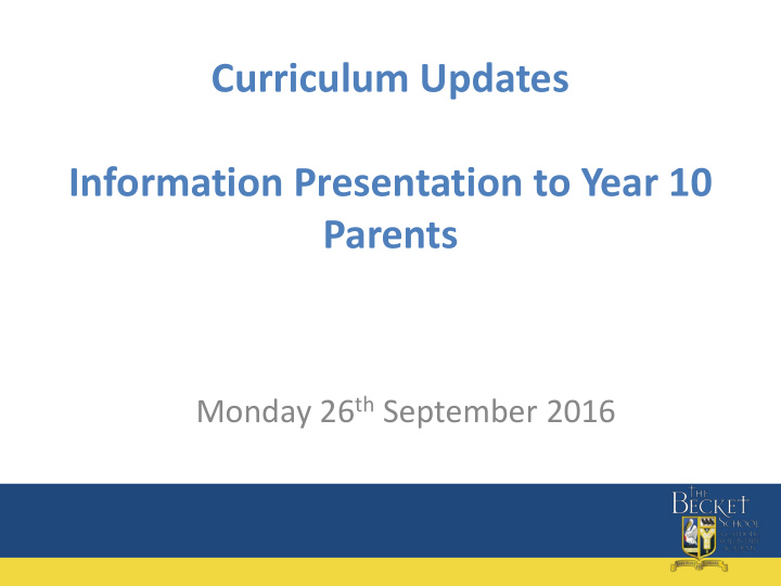 curriculum updates