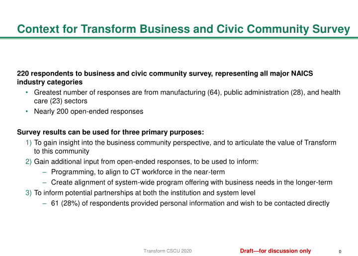 context for transform business and civic community survey