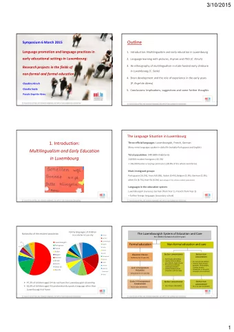 3/10/2015  Outline Symposium 6 March 2015 Language promotion and language practices in 1.