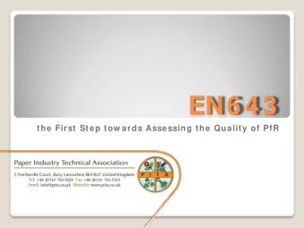 EN6 4 3  the First Step tow ards Assessing the Quality of PfR  EN6 4 3  I l Prim o Passo verso la