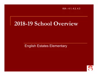 2018-19 School Overview  English Estates Elementary  At English Estates Elementary.  TOGETHER WE