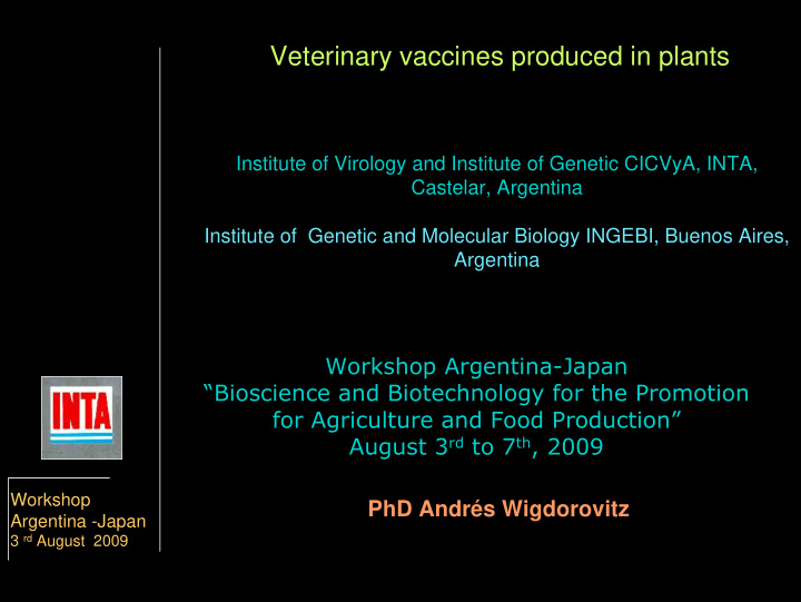 veterinary vaccines produced in plants