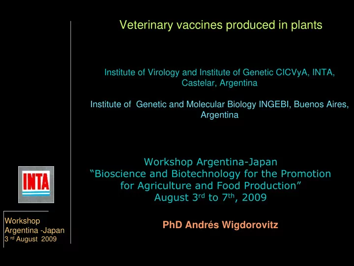 veterinary vaccines produced in plants