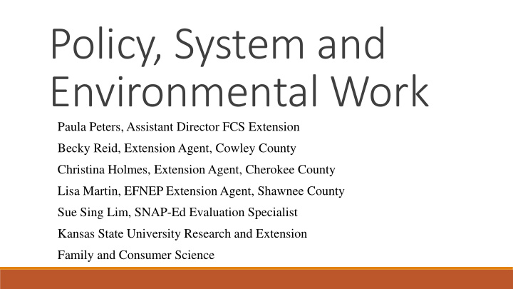 policy system and environmental work