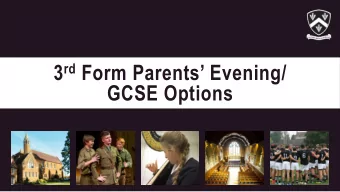 3 rd Form Parents Evening/  GCSE Options  The Core Curriculum at Bloxham  English Language