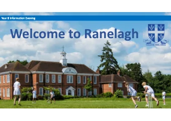 Welcome to Ranelagh  Year  Year  Year 8  Year  8 Information Evening  8  8  Information Evening