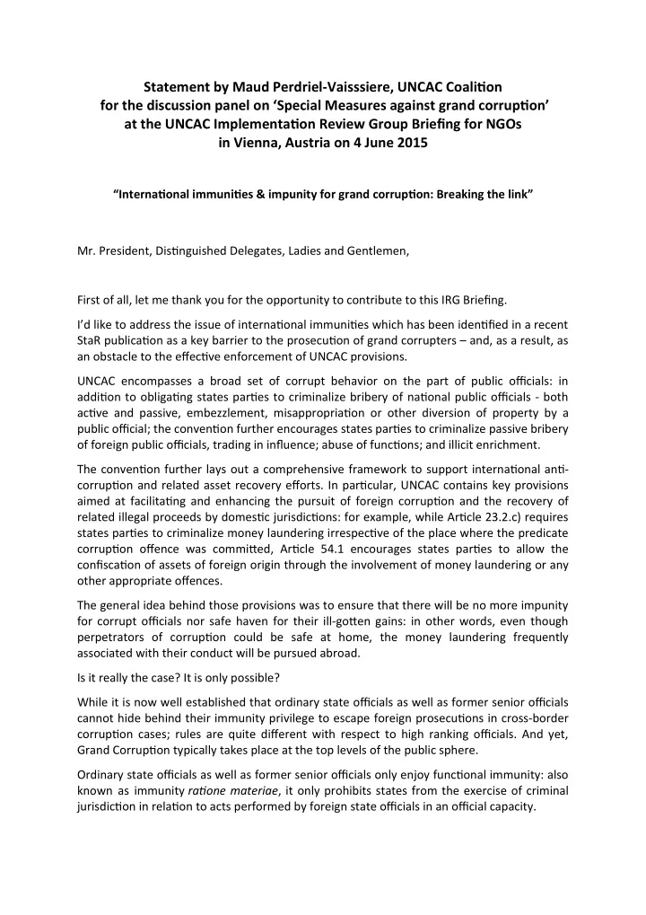 statement by maud perdriel vaisssiere uncac coaliton for
