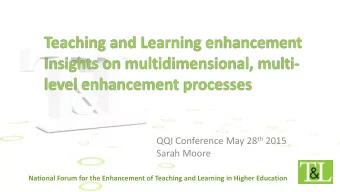QQI Conference May 28 th 2015  Sarah Moore  National Forum for the Enhancement of Teaching and