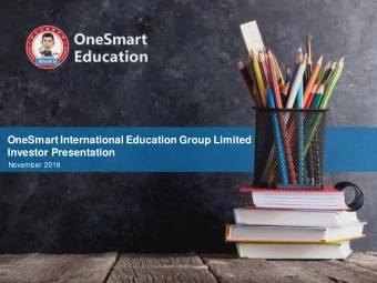OneSmart International Education Group Limited  Investor Presentation  November 2018  Disclaimer