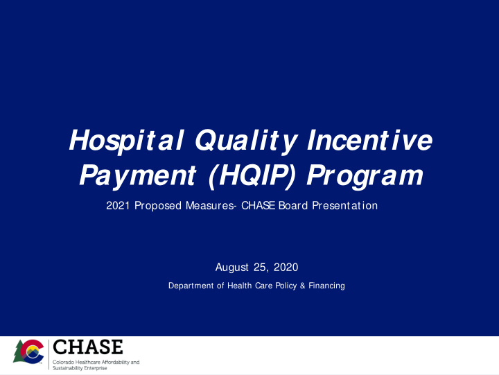 hospital quality incentive payment hqip program