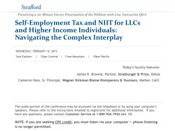 Self-Employment Tax and NIIT for LLCs  and Higher Income Individuals:  Navigating the Complex