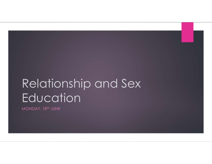 relationship and sex education