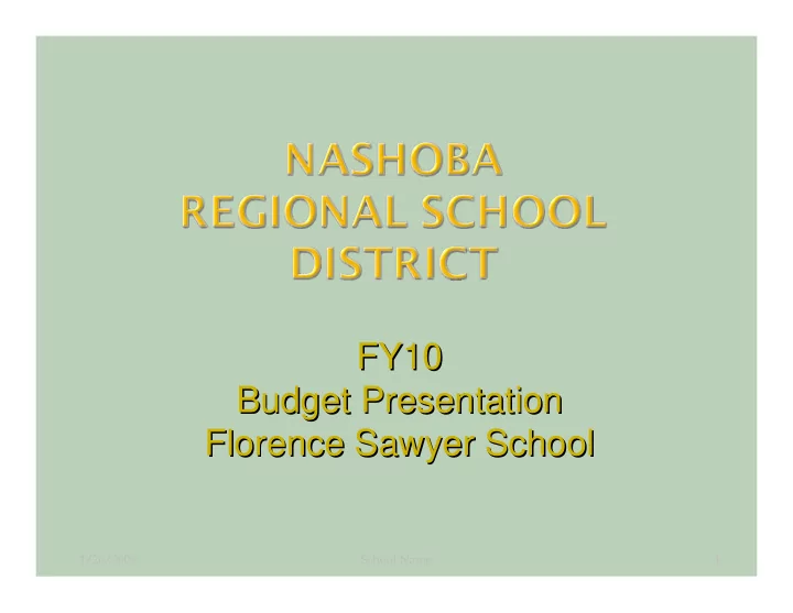 fy10 fy10 budget presentation budget presentation