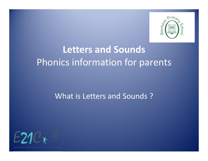 letters and sounds phonics information for parents
