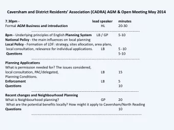 Caversham and District Residents Association (CADRA) AGM &amp; Open Meeting May 2014  7.30pm -