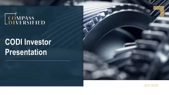 CODI Investor  Presentation  JULY 2020  Confidential Draft  Legal Disclaimer  This presentation