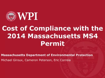 Cost of Compliance with the  2014 Massachusetts MS4  Permit  Massachusetts Department of