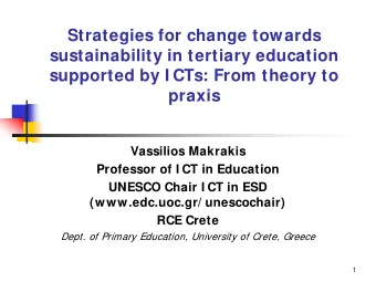 Strategies for change towards  sustainability in tertiary education  supported by I CTs: From