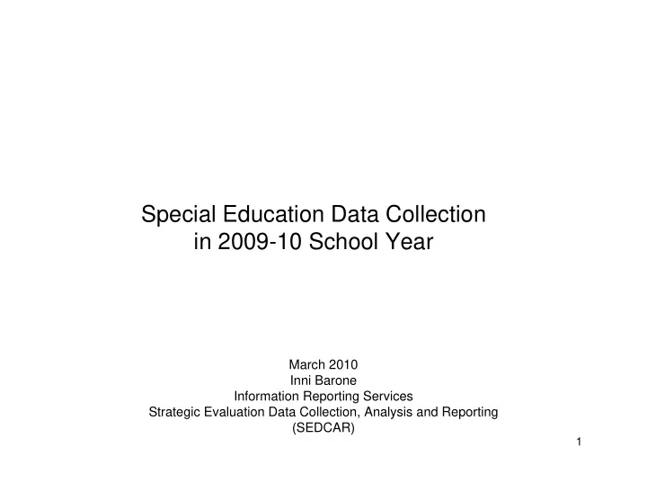 special education data collection in 2009 10 school year