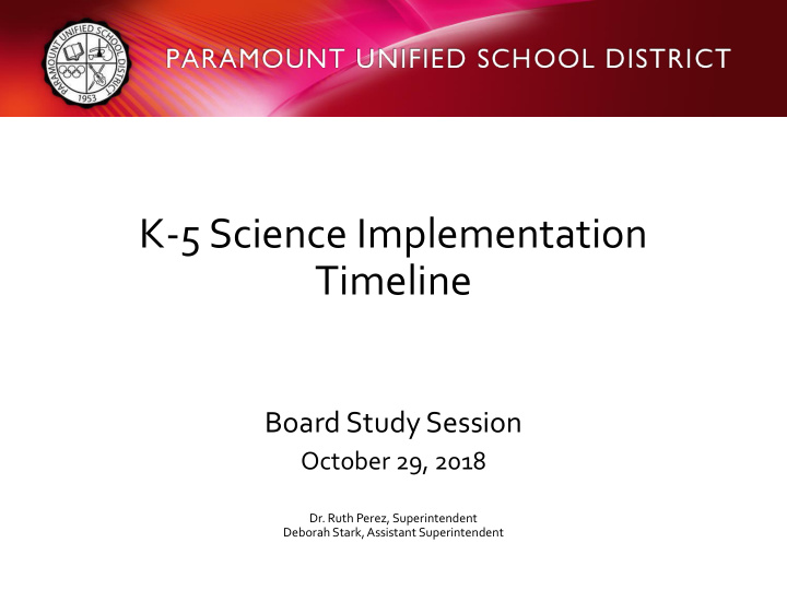 k 5 science implementation timeline