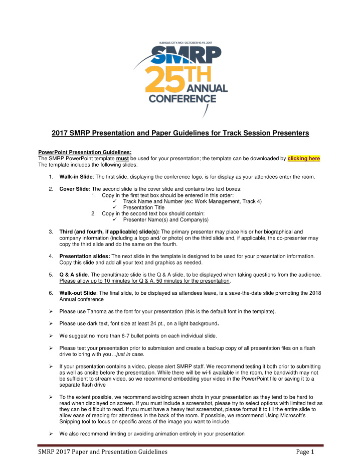 2017 smrp presentation and paper guidelines for track
