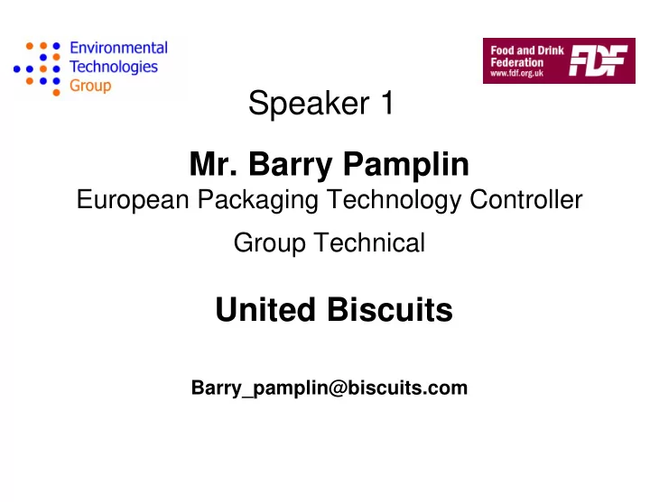 speaker 1 mr barry pamplin