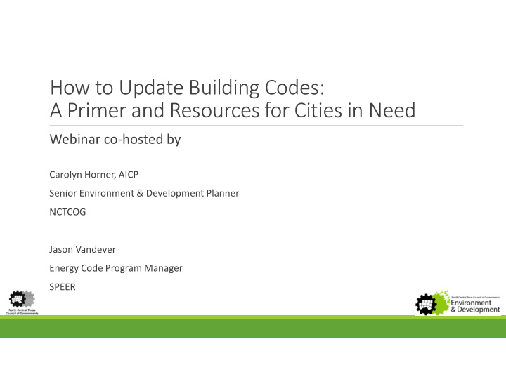 how to update building codes a primer and resources for