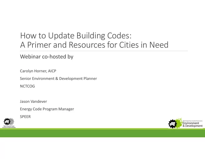 how to update building codes a primer and resources for