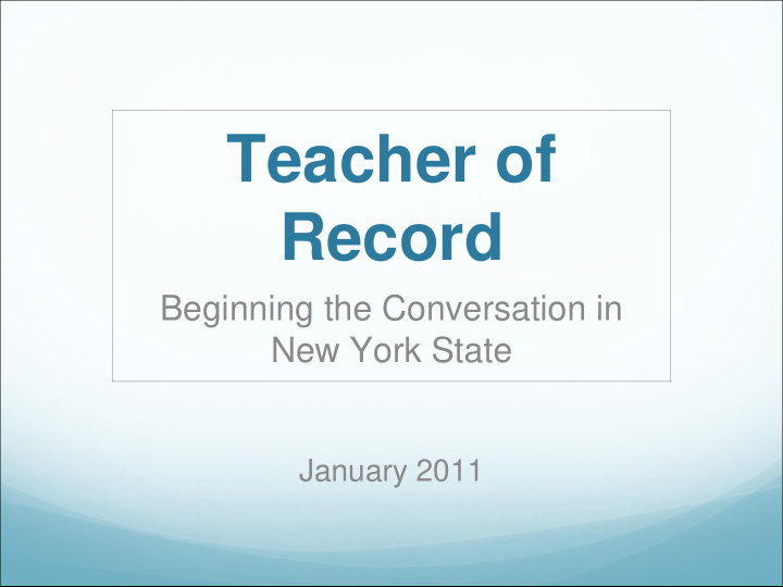 teacher of record