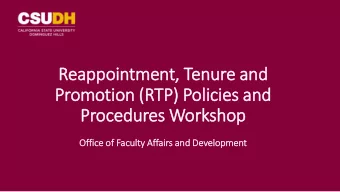 Reap  appointment, T  Tenure a  and  Promotion (  (RTP) P  ) Pol  olicie  ies a  s and  Proced