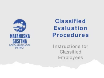 Classified  Evaluation  Procedures  Instructions for  Classified  Employees  Items for Review