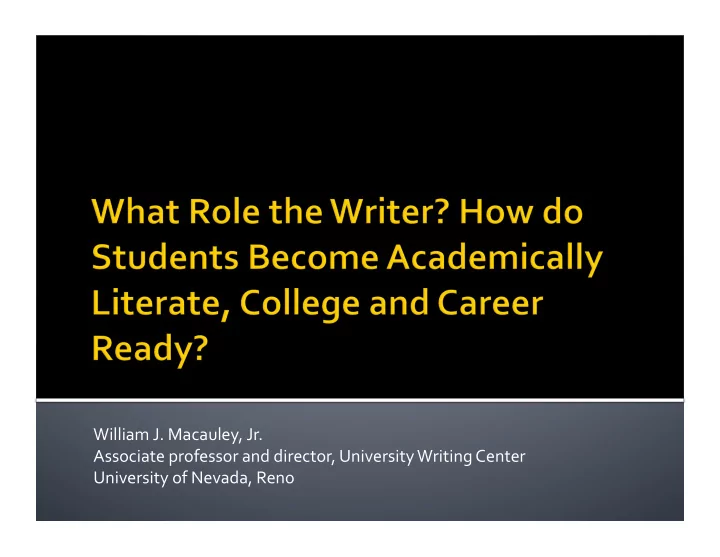 william j macauley jr associate professor and director