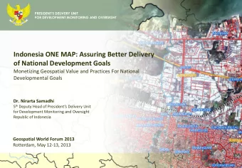 of National Development Goals  Monetizing Geospatial Value and Practices For National