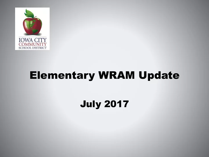 elementary wram update