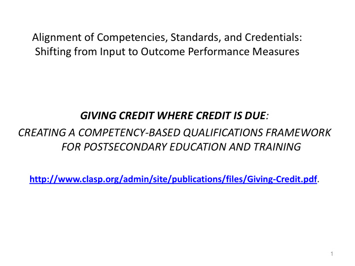 alignment of competencies standards and credentials