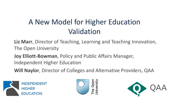 a new model for higher education