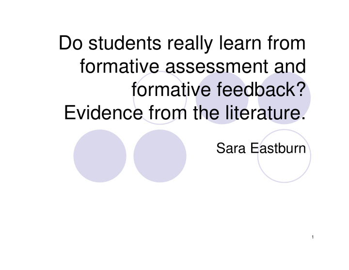 do students really learn from formative assessment and