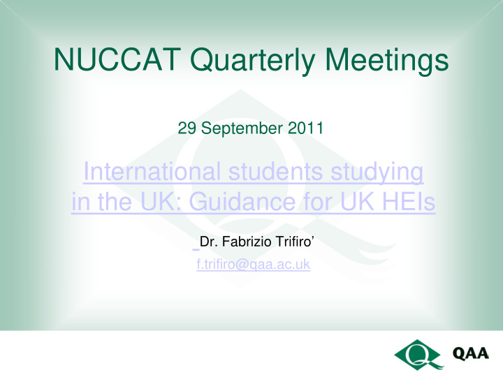 nuccat quarterly meetings