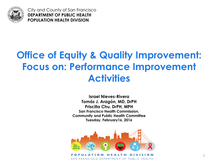 office of equity quality improvement focus on performance