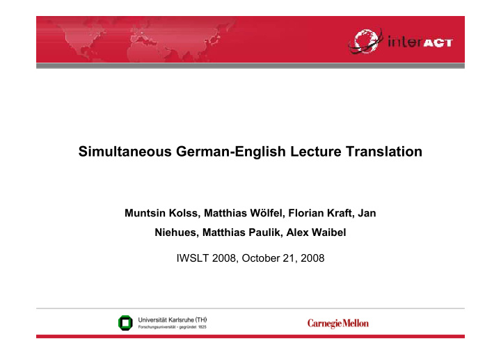 simultaneous german english lecture translation