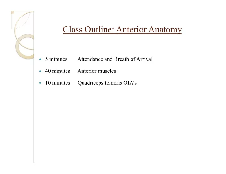 class outline anterior anatomy