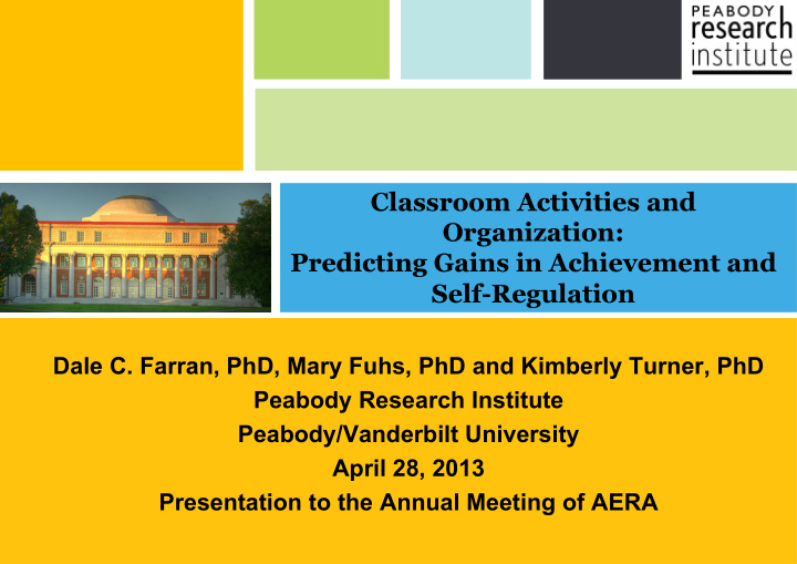 classroom activities and organization predicting gains in