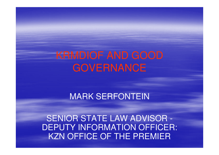 krmdiof and good governance