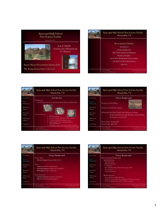 1  Episcopal High School New Science Facility  Episcopal High School New Science Facility